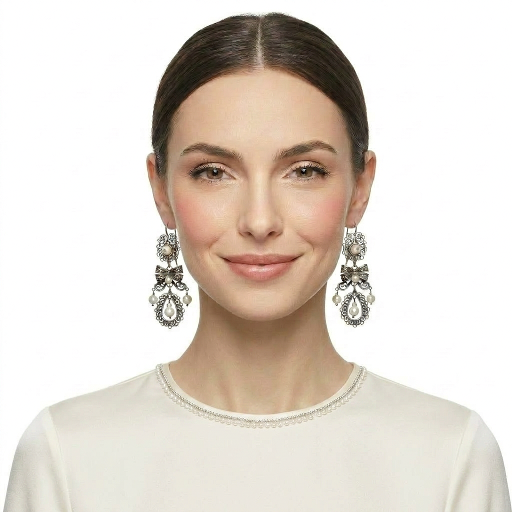 Traditional design Oaxacan filigree earrings