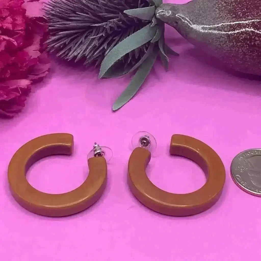 Butterscotch Bakelite hoop earrings - earring
