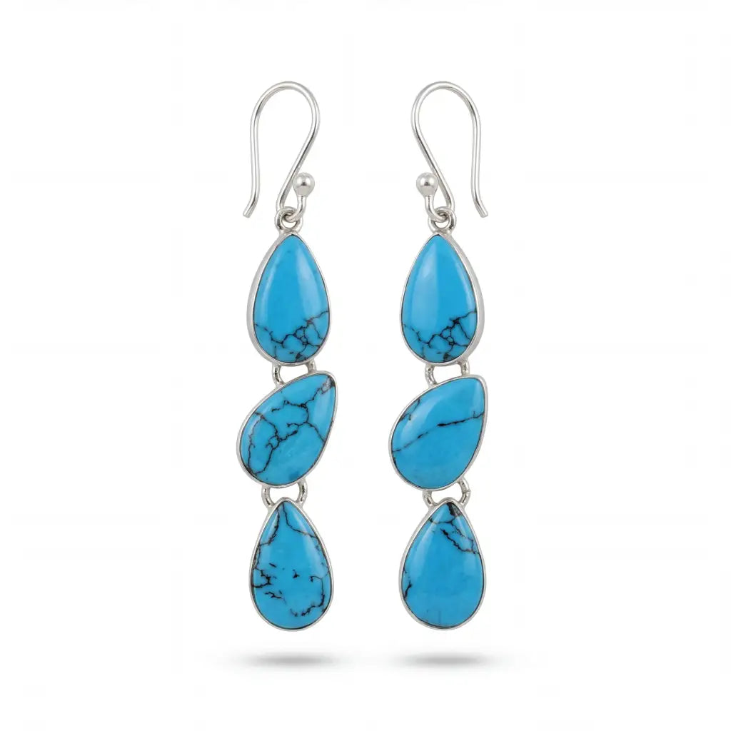 Taxco Sterling Silver Earrings with Turquoise,