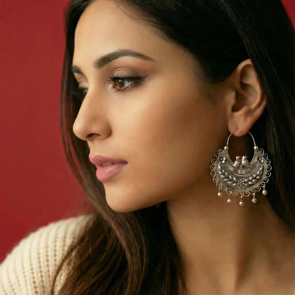 Mazahua silver arracada earrings-hoop earrings - Earrings