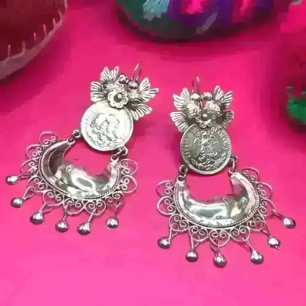 Mexican Mazahua silver earrings handmade