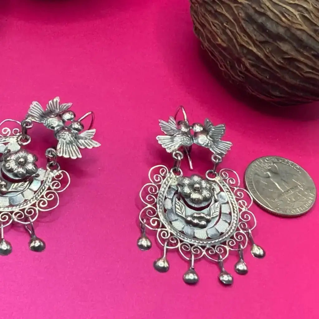 Mexican Mazahua silver earrings handmade