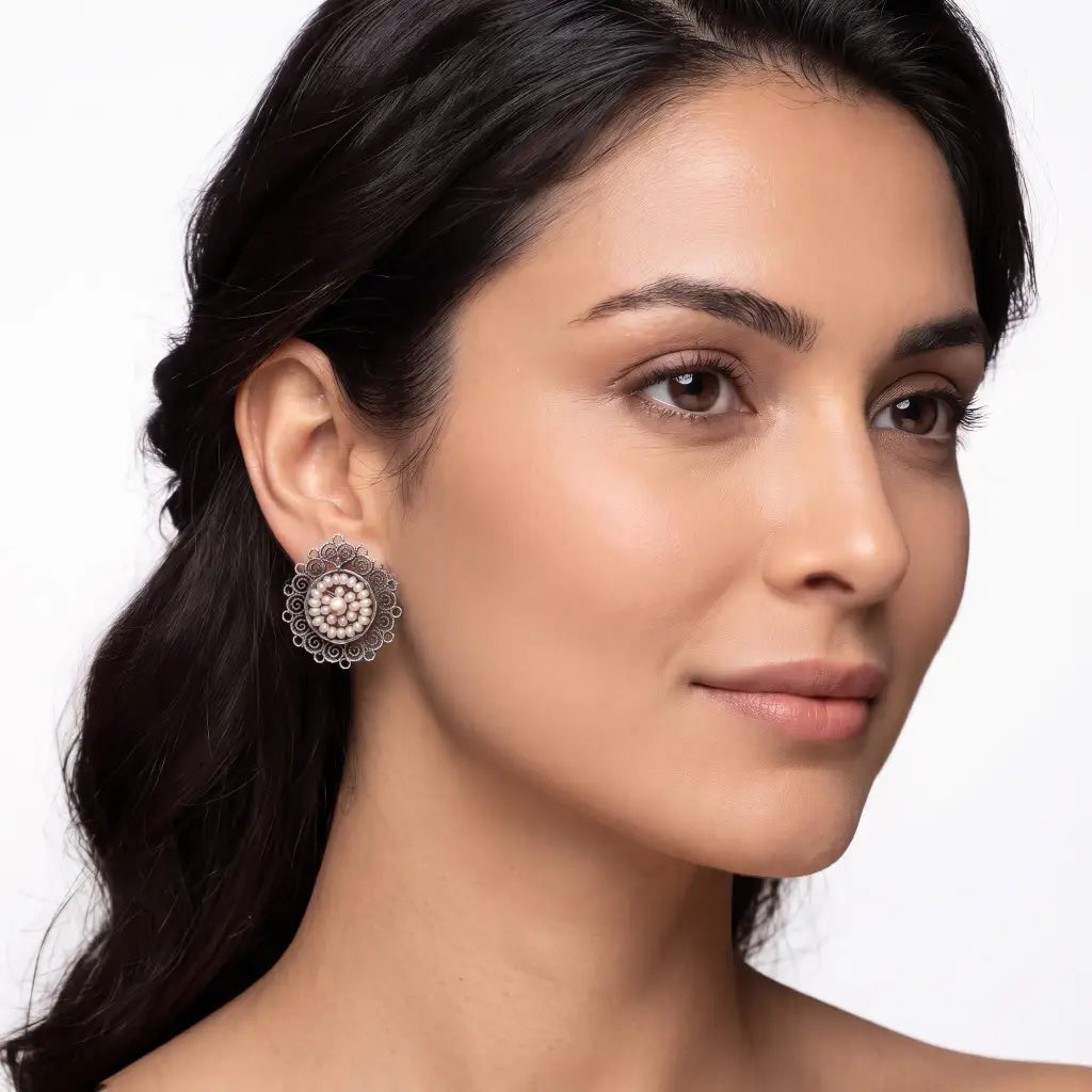 Oaxacan Filigree Sterling Silver Small round studs