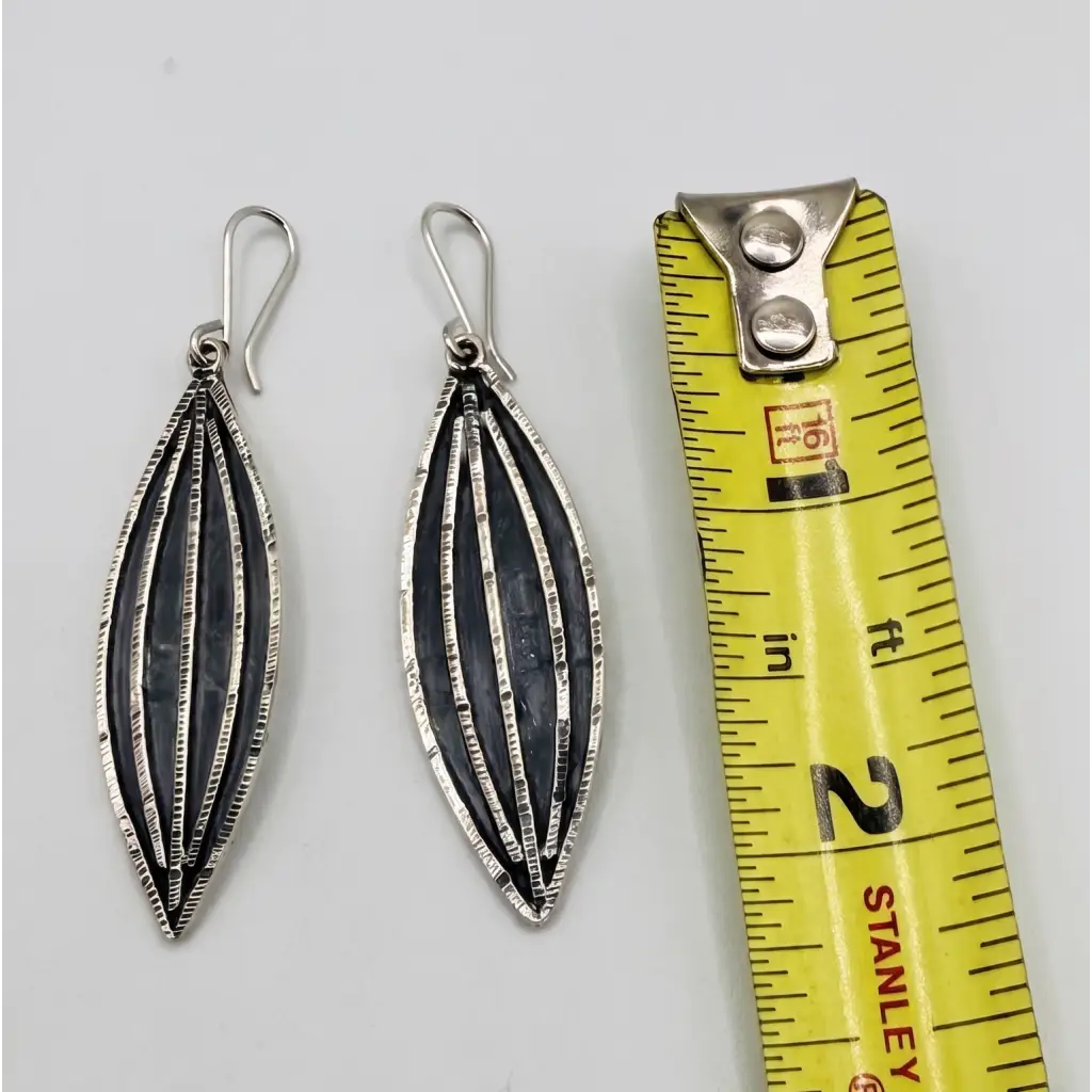 Oval oxidized Taxco Silver Earrings