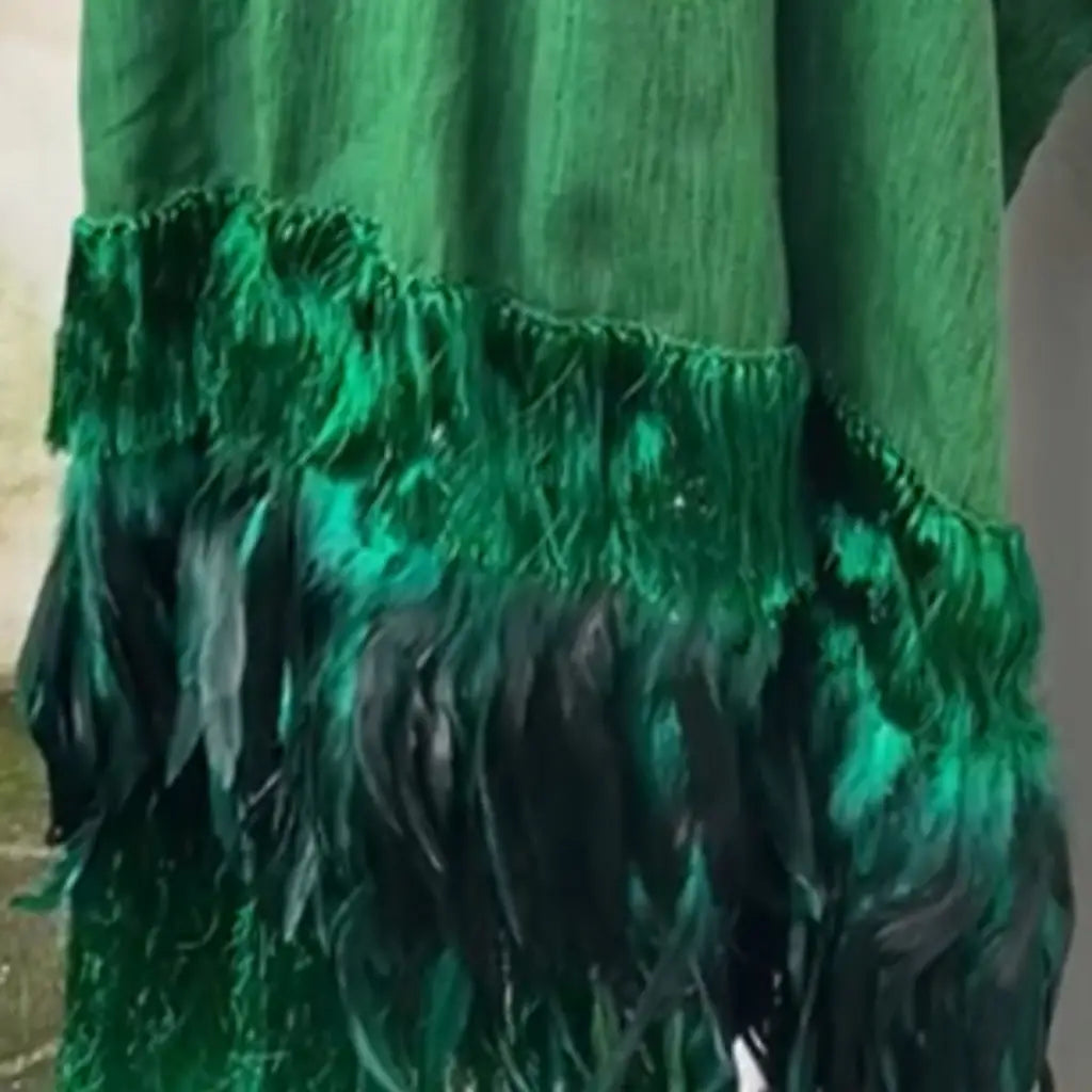 Purepecha rebozo with fringe and feathers - Shawl