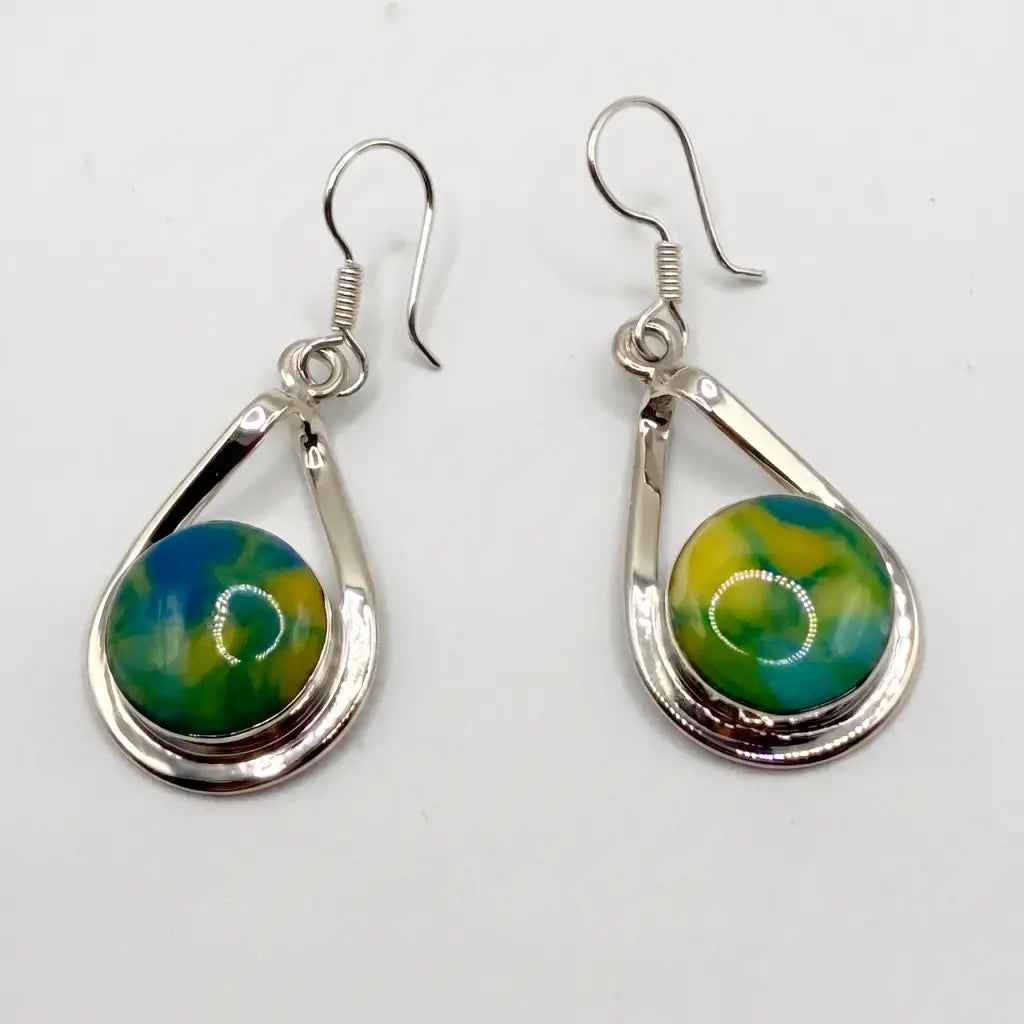Taxco Silver Earrings with Opal like stones