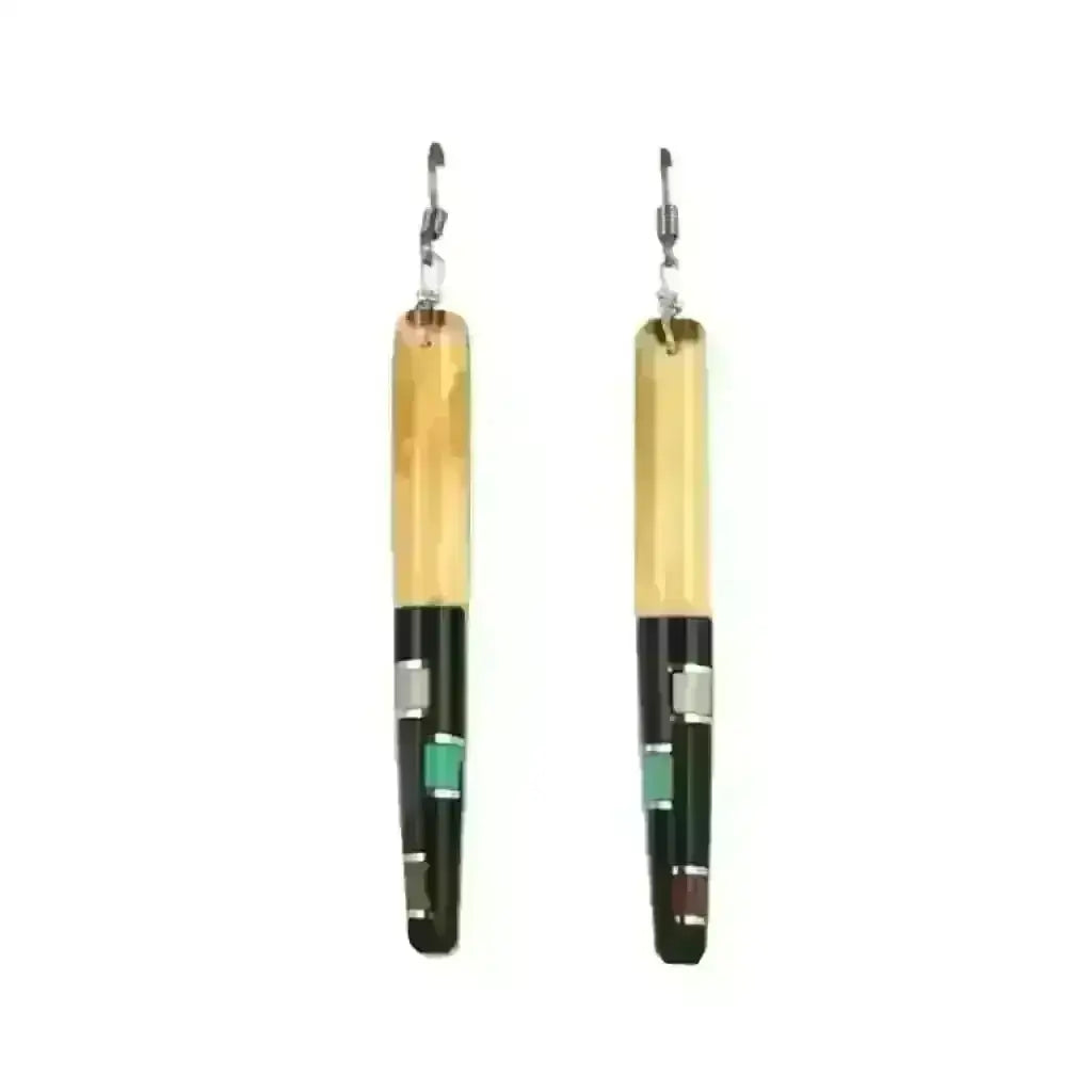Tewa/Santo Domingo inlaid silver drop earring - earrings