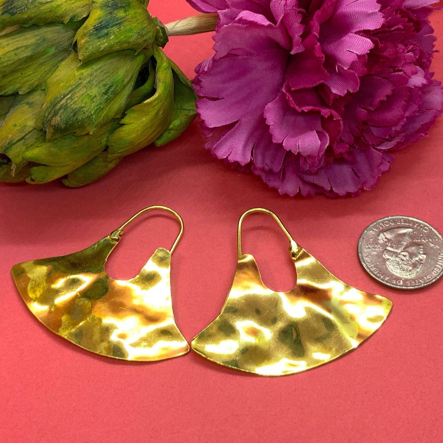 Triangular beautifully designed earrings from Mexico.