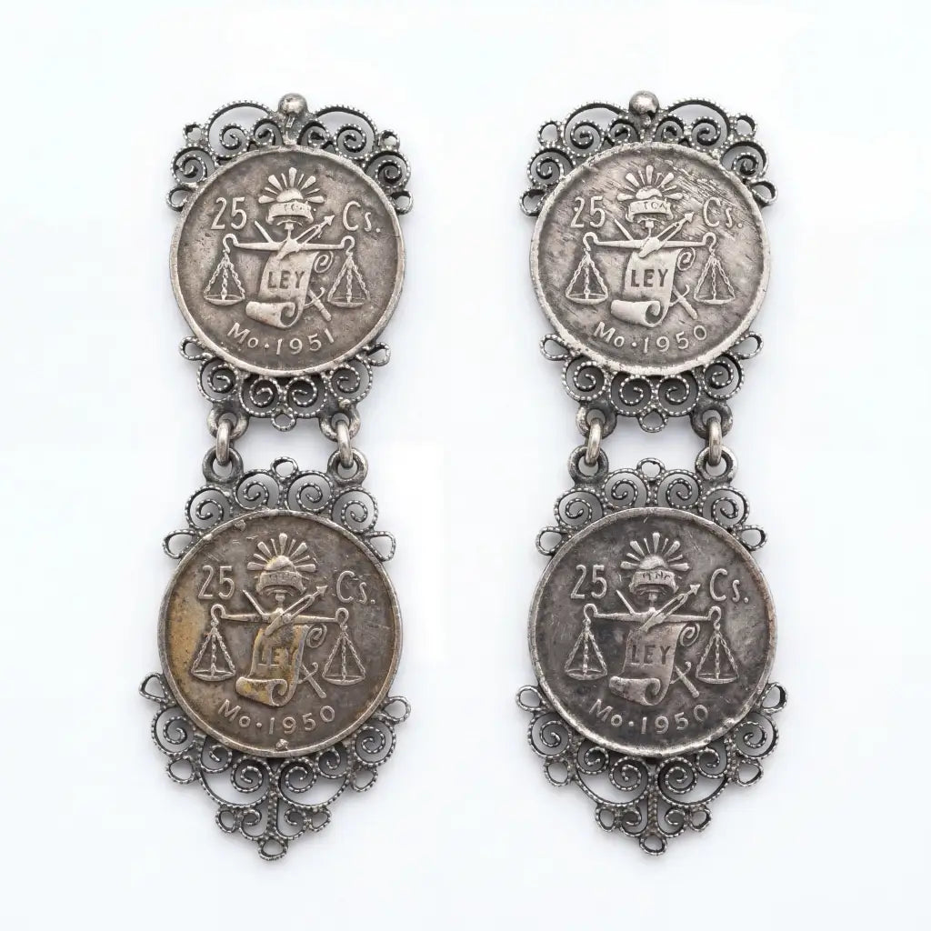 Mexican vintage coin earrings 