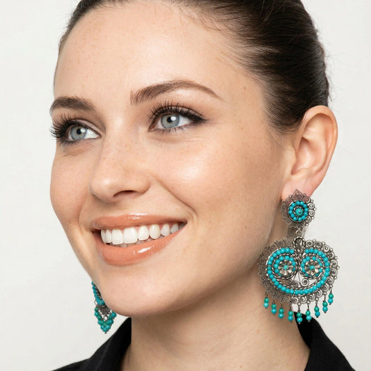 Oaxacan filigree earrings with turquoise