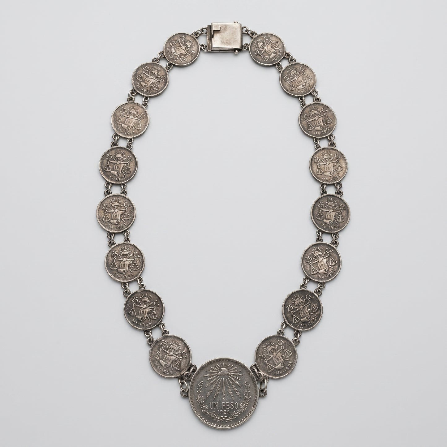 Oaxacan vintage Silver coin necklace with coins from the 1952