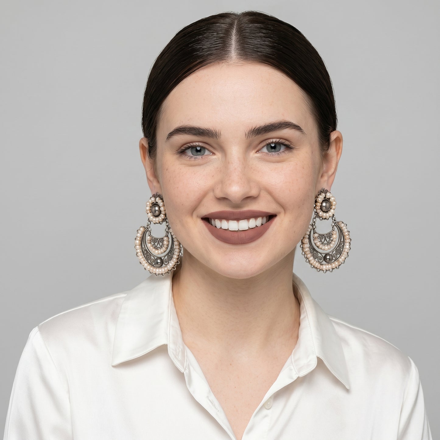 Oaxacan filigree pearl earrings