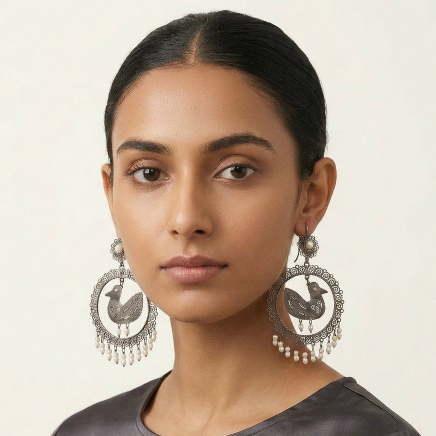 Bird earrings earrings with pearls