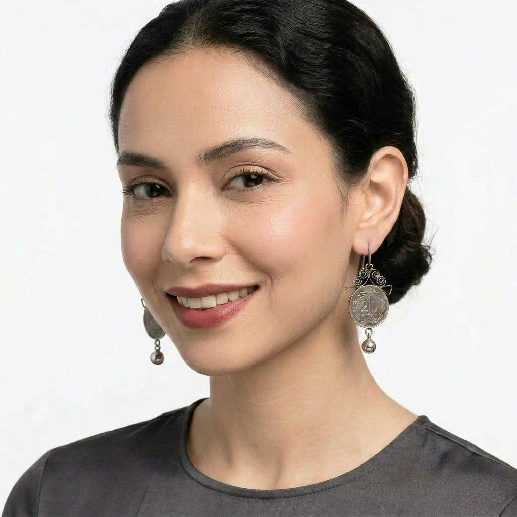 Vintage Oaxacan 1942 coin earrings