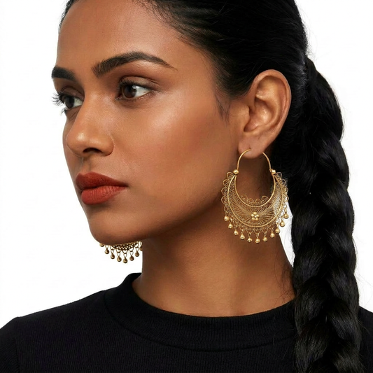 Mexican Mazahua gold vermeil hoop earrings-absolutely stunning