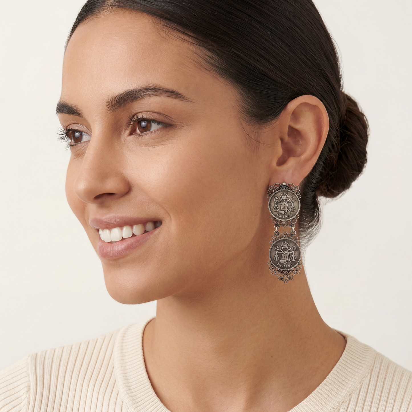 Vintage Oaxacan 1950 double coin earrings
