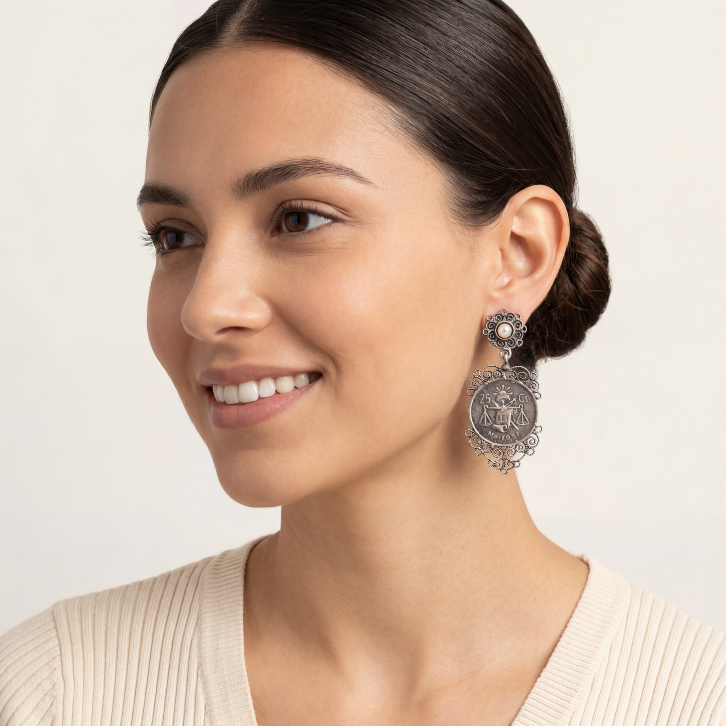 Vintage Oaxacan 1951 coin earrings