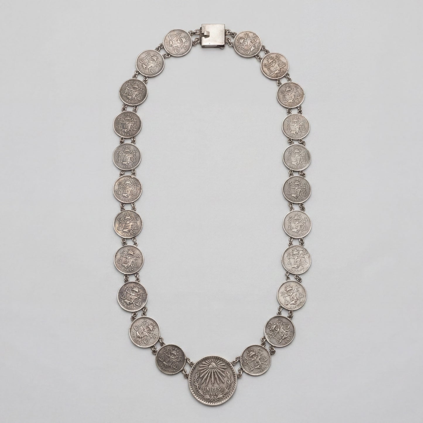 Oaxacan vintage Silver coin necklace with coins from 1944-1950