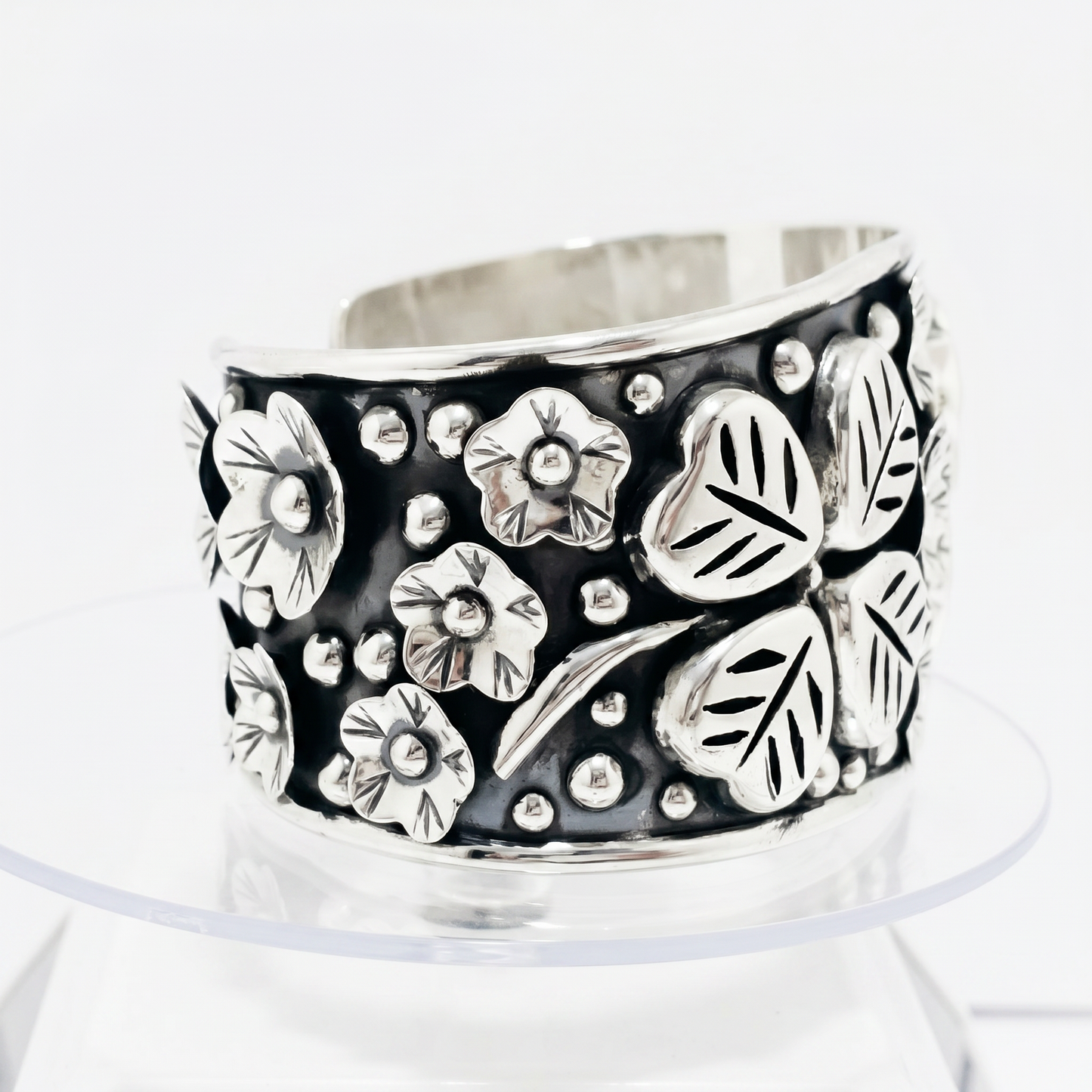 Silver Taxco Bracelet — Modern Double Four Leaf Clover Design (Copy).