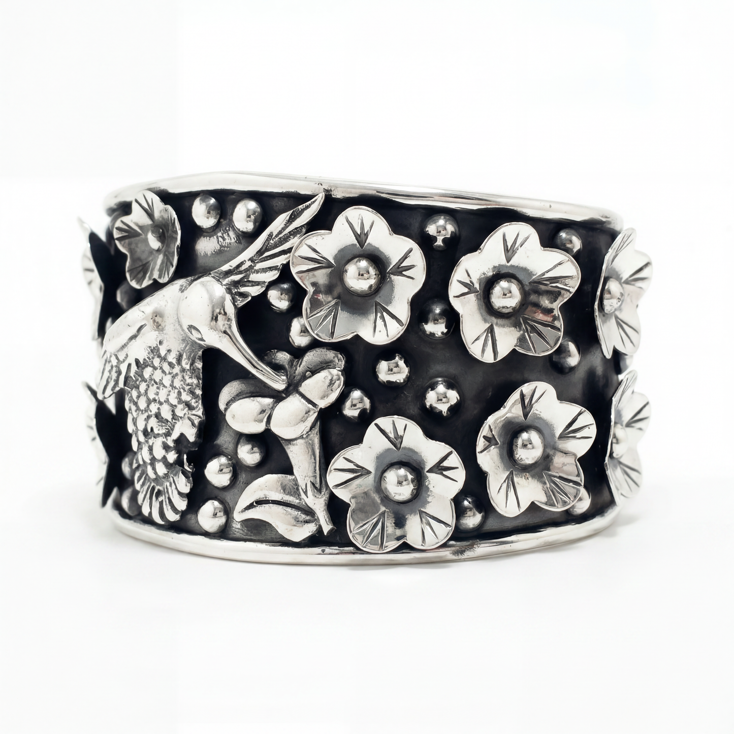 Modern Taxco Hummingbird Silver Bracelet — Adjustable