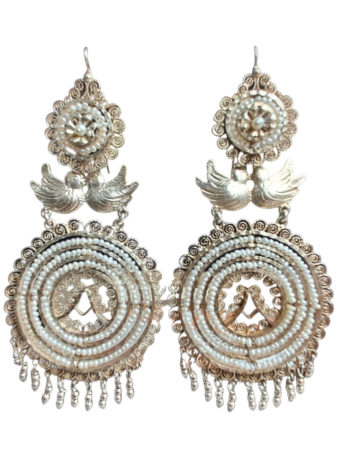 Fine Oaxacan handmade earrings with pearls-premier craftmanship