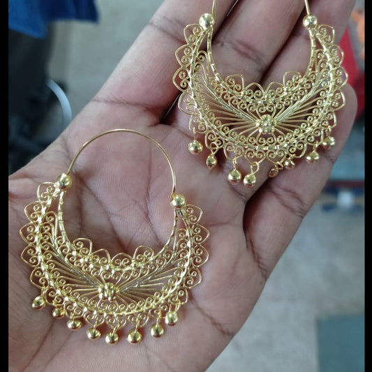 Mexican Mazahua gold vermeil hoop earrings