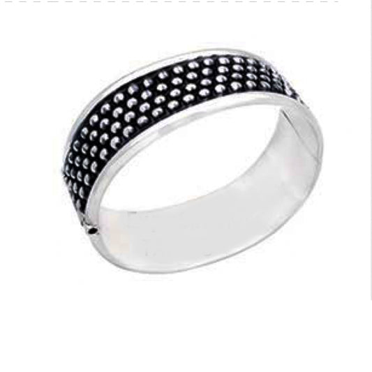 Silver dot Taxco  clamper bracelet, modern design like vintage Taxco bracelet