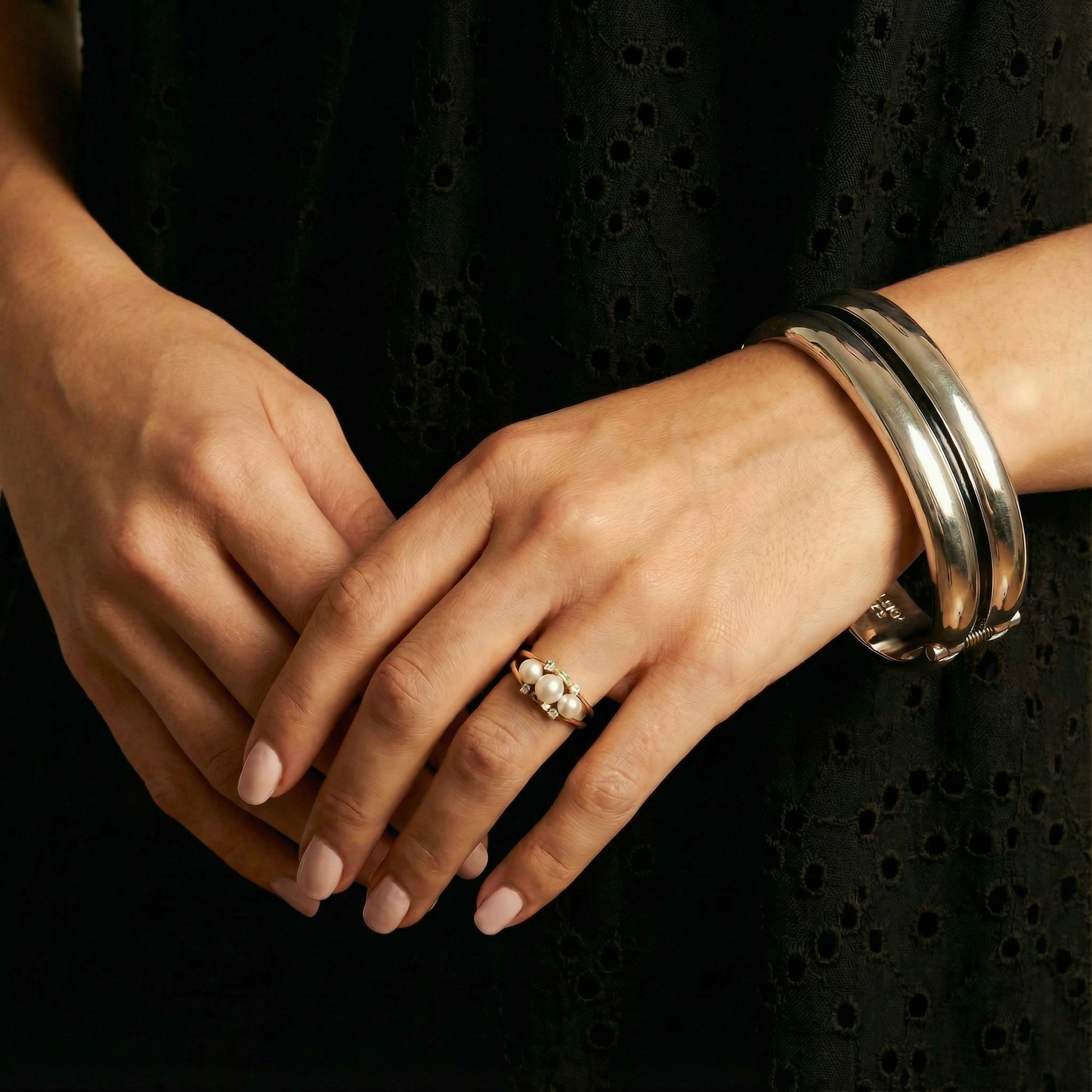 Silver stripe Taxco  clamper bracelet, modern design like vintage Taxco bracelet