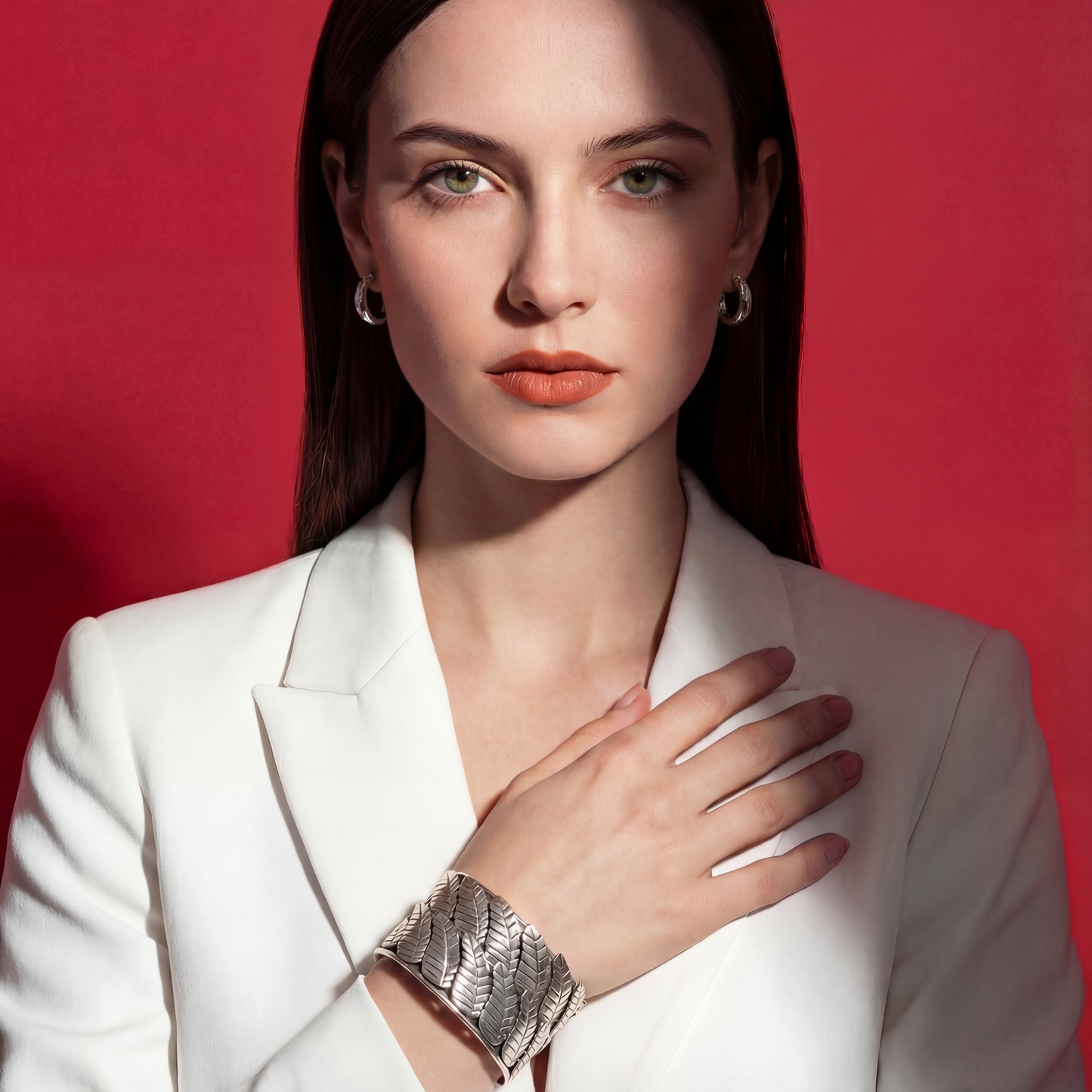 Silver leaf Taxco bracelet, modern design and like a vintage Taxco