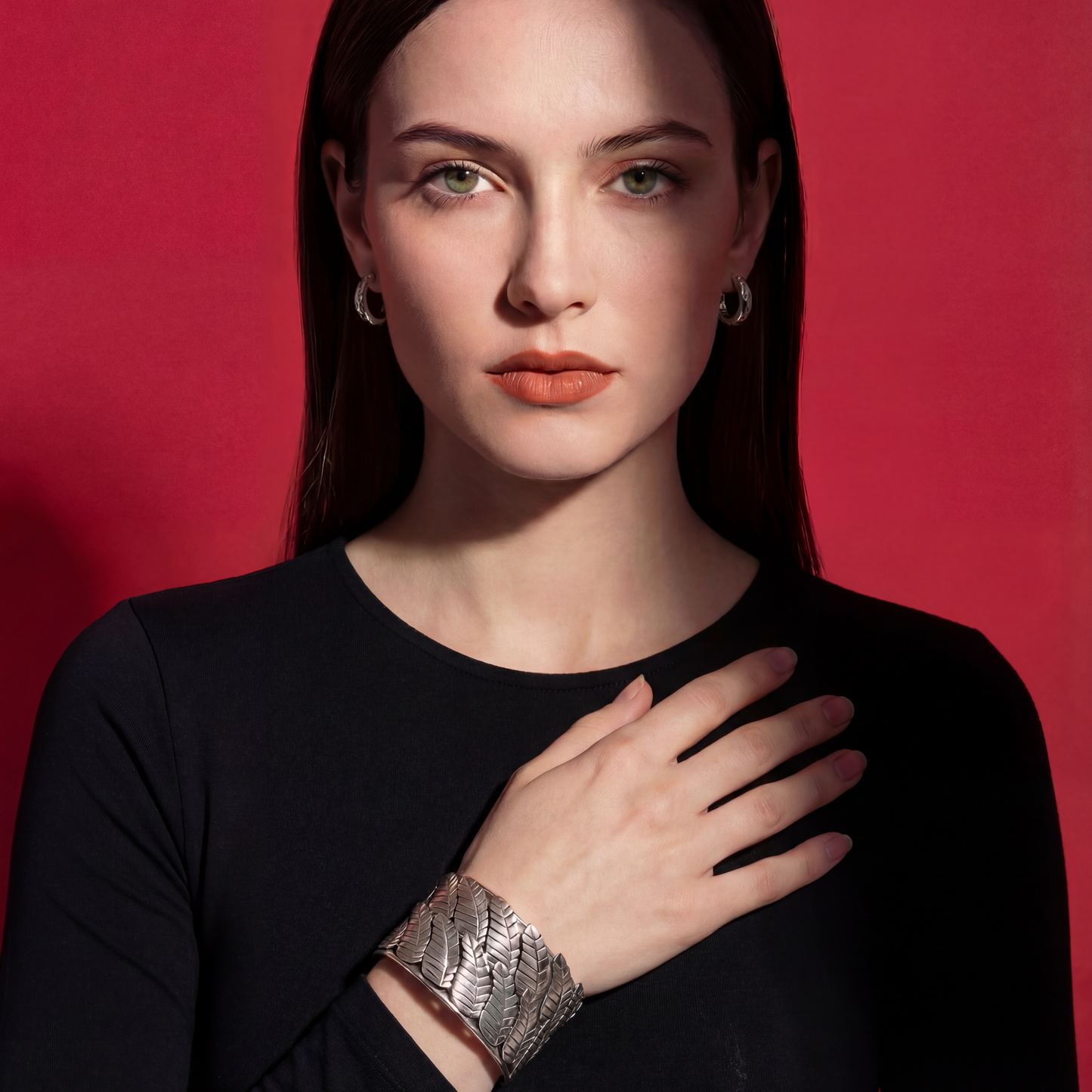 Silver leaf Taxco bracelet, modern design and like a vintage Taxco