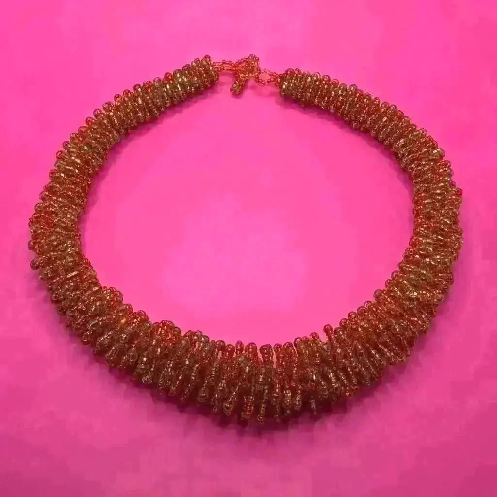 Beaded necklace from Chiapas /red gold