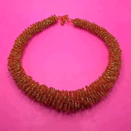 Beaded necklace from Chiapas /red gold