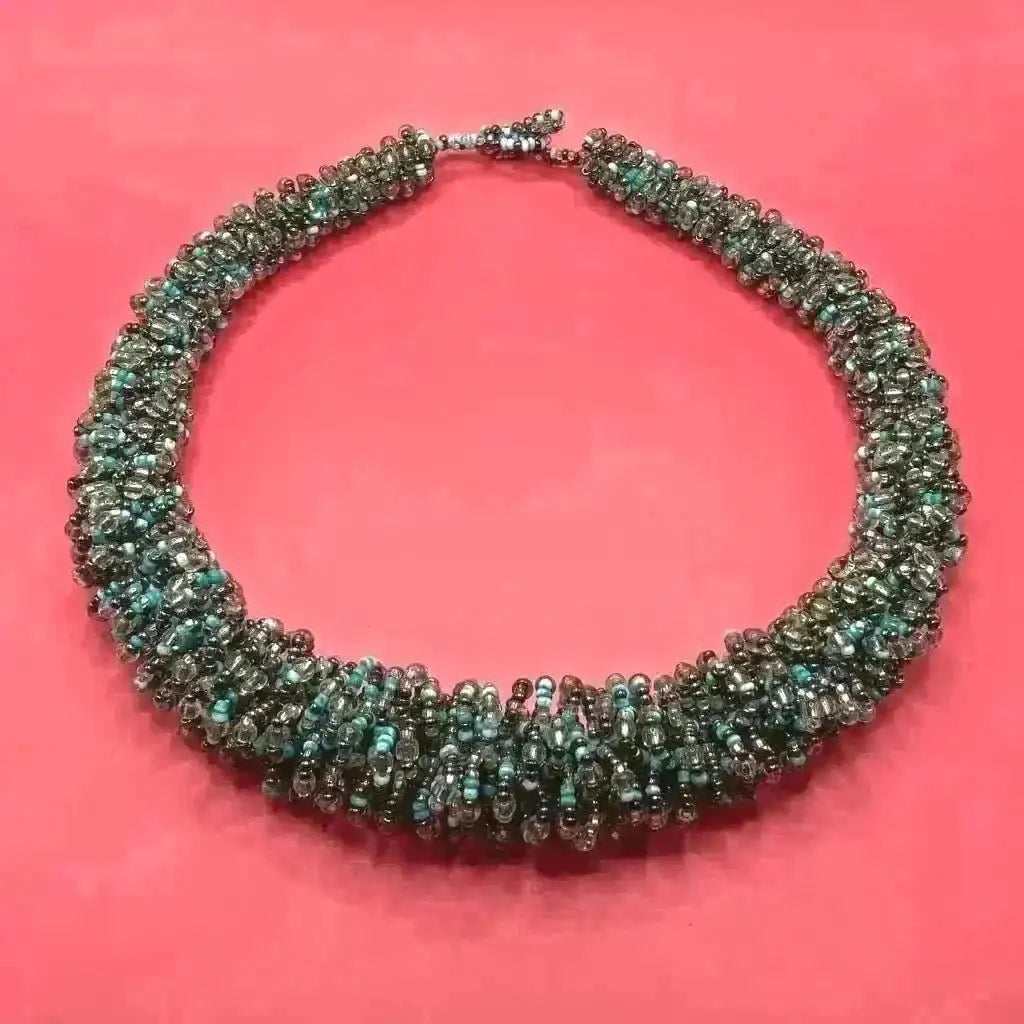 Beaded necklace from Chiapas /Turquoise silver