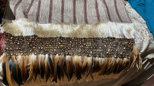 Purepecha rebozo with fringe and feathers (Copy)