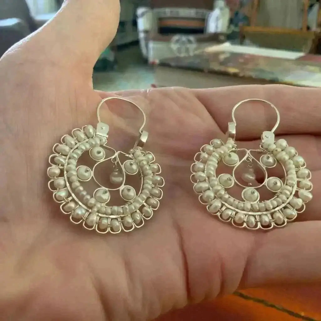 Filigree arrcada earrings with pearls - Earring