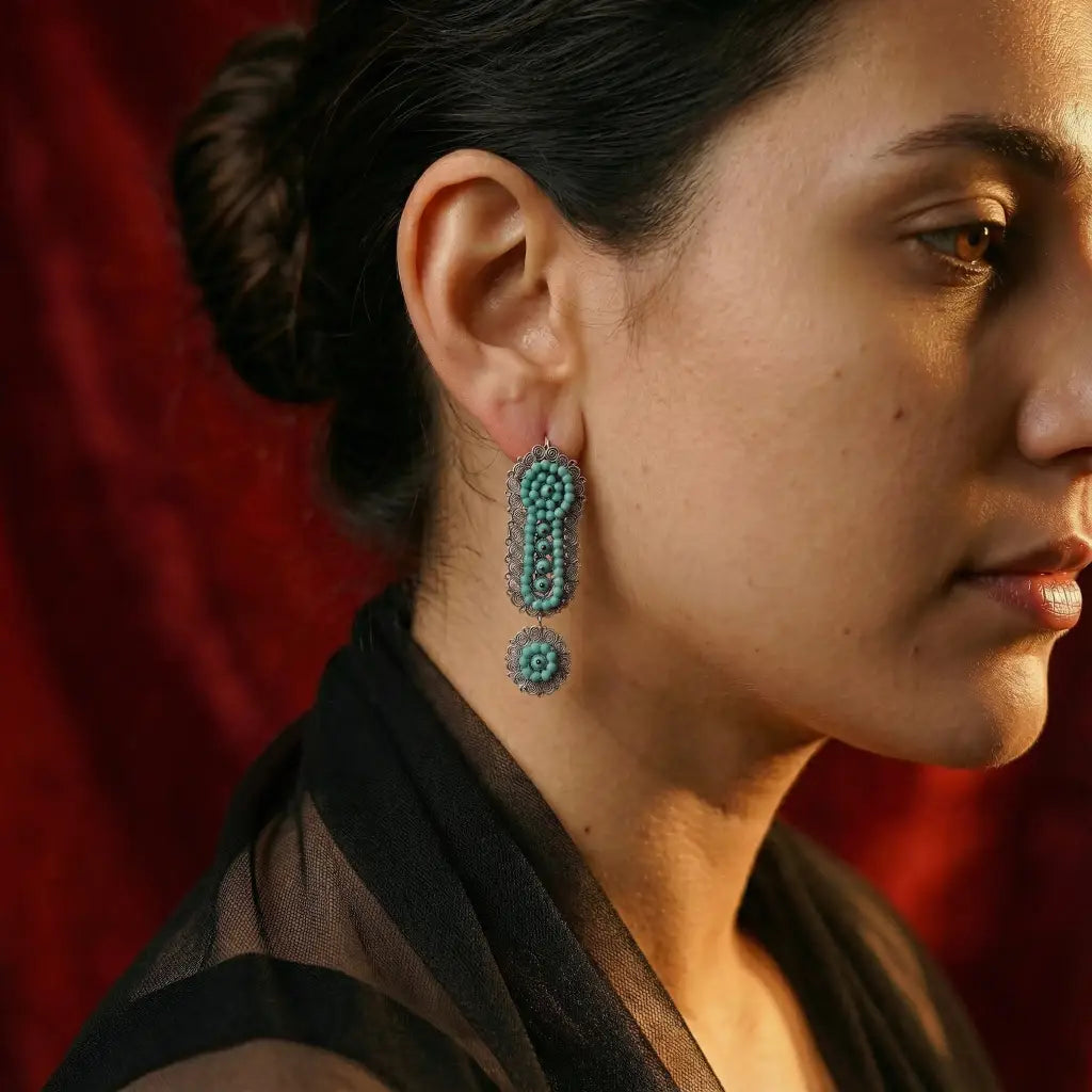 Filigree Gusano earrings with turquoise