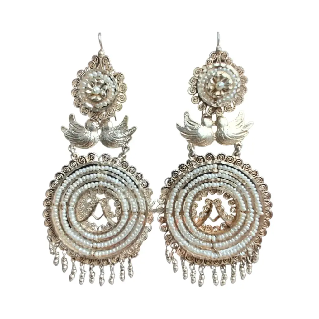 Fine Oaxacan handmade earrings with pearls-premier
