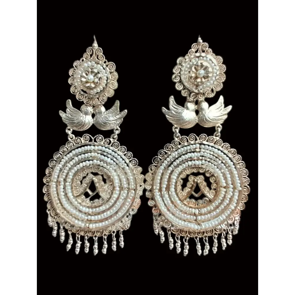 Fine Oaxacan handmade earrings with pearls-premier