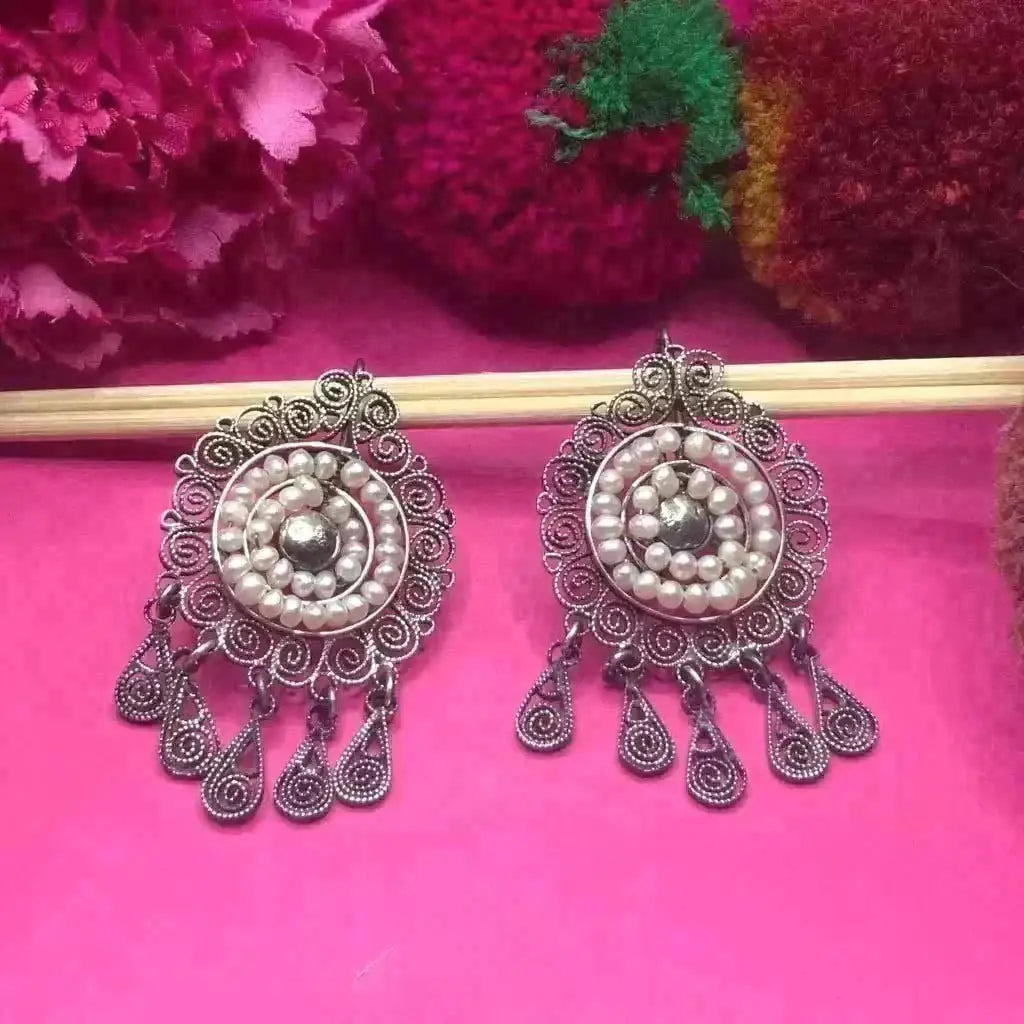Frida Kahlo Mexican Oaxacan filigree silver earrings