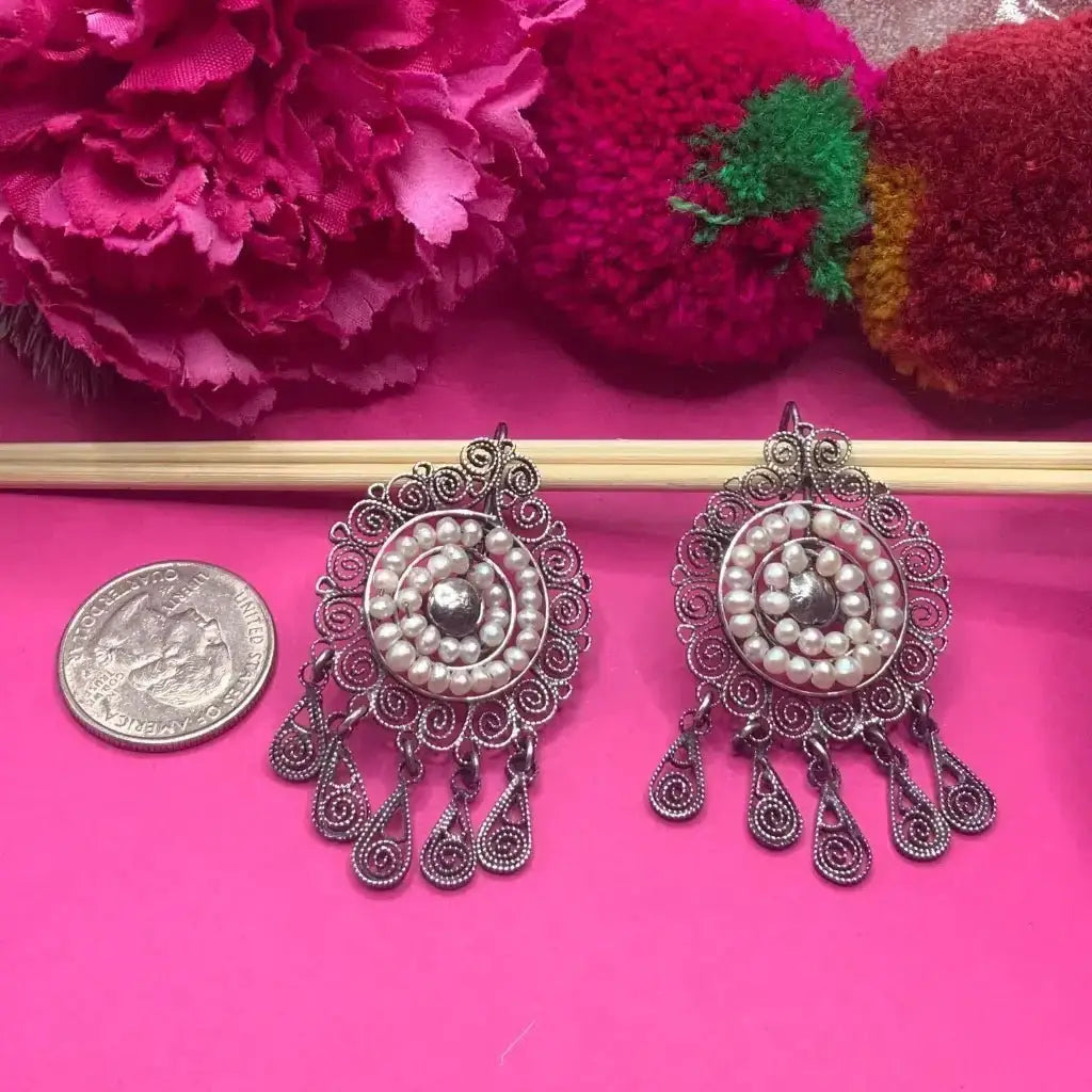 Frida Kahlo Mexican Oaxacan filigree silver earrings