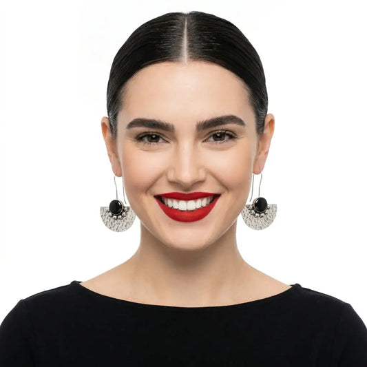 Taxco Sterling Silver Half-Circle Dangle Earrings