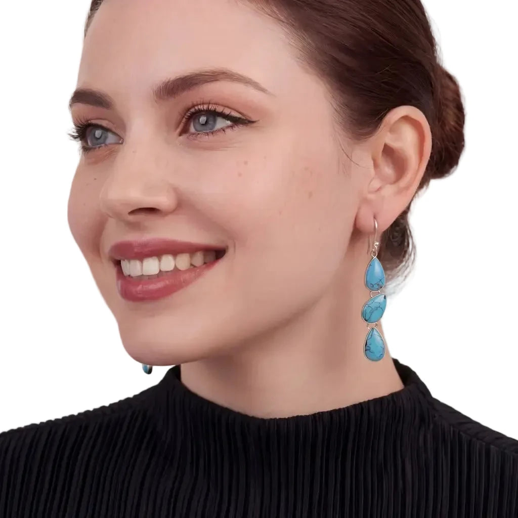 Taxco Sterling Silver Earrings with Turquoise,