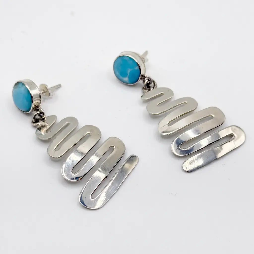 Handmade Taxco Sterling Silver Earrings with turquoise