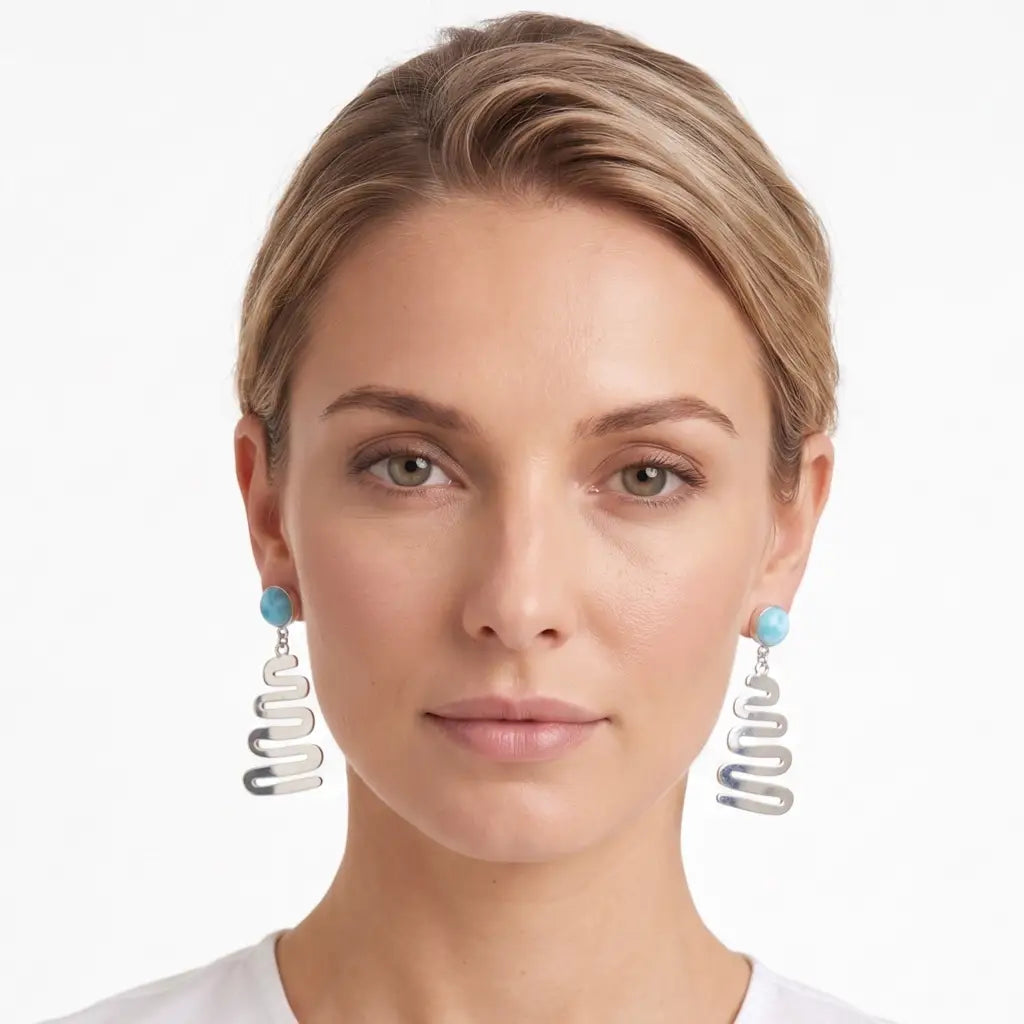 Handmade Taxco Sterling Silver Earrings with turquoise