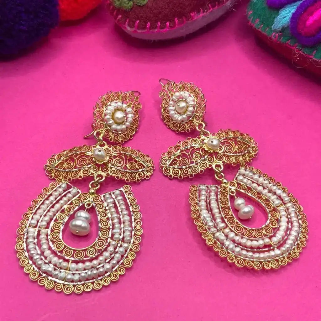 Large Mexican wedding earrings