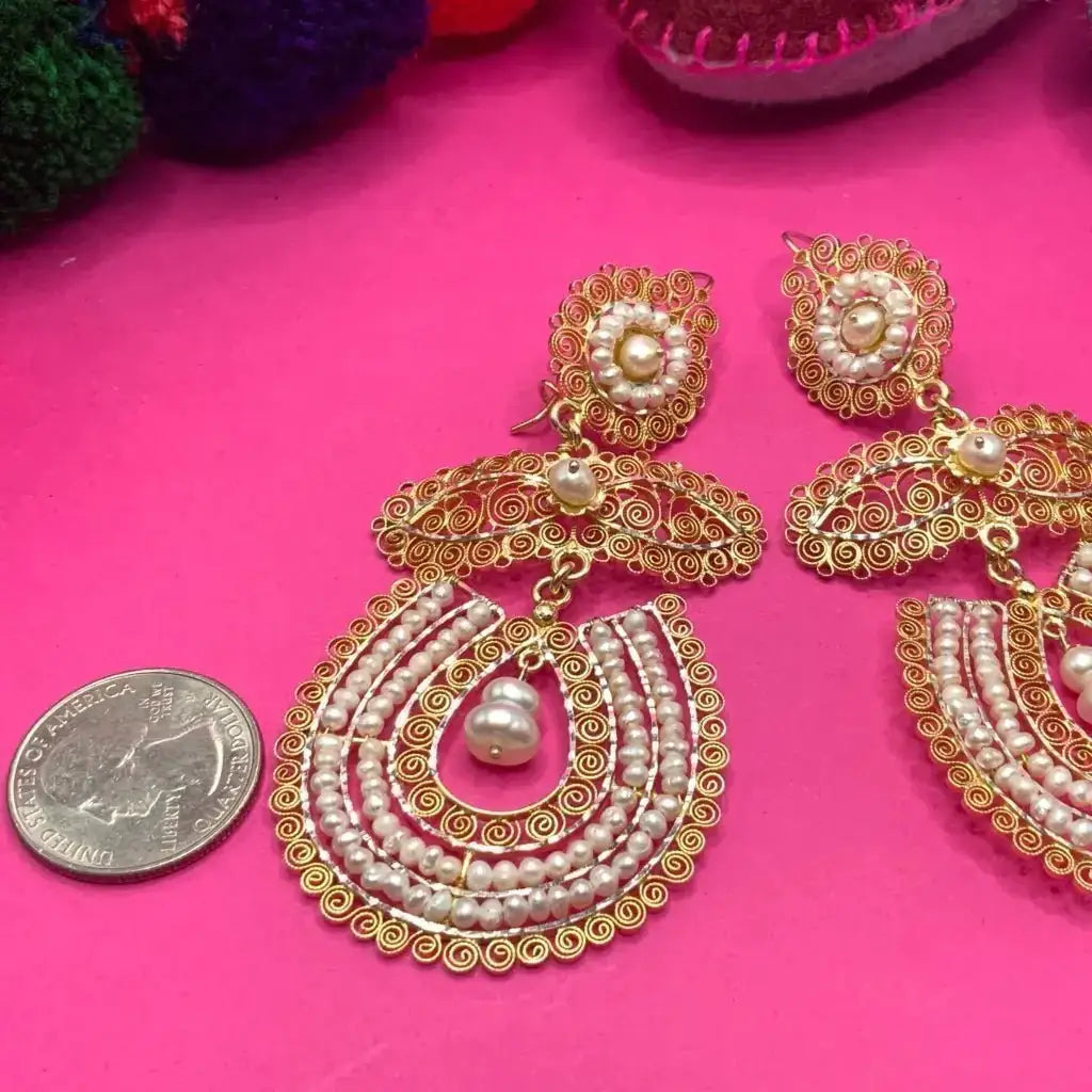 Large Mexican wedding earrings