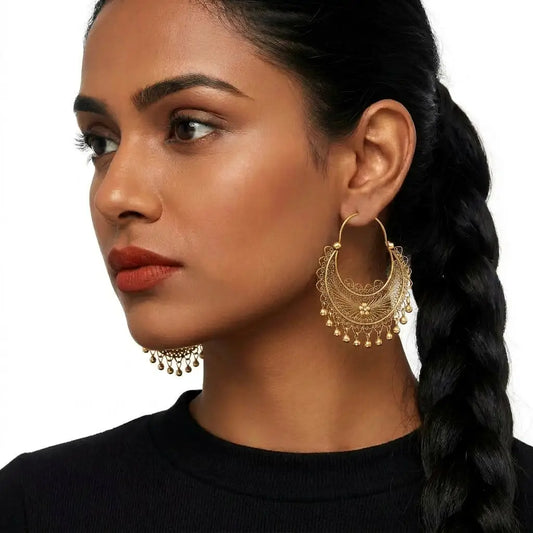 Mexican Mazahua gold vermeil hoop earrings-absolutely