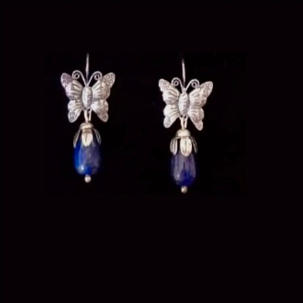 Mexican Mazahua silver butterfly earrings handmade