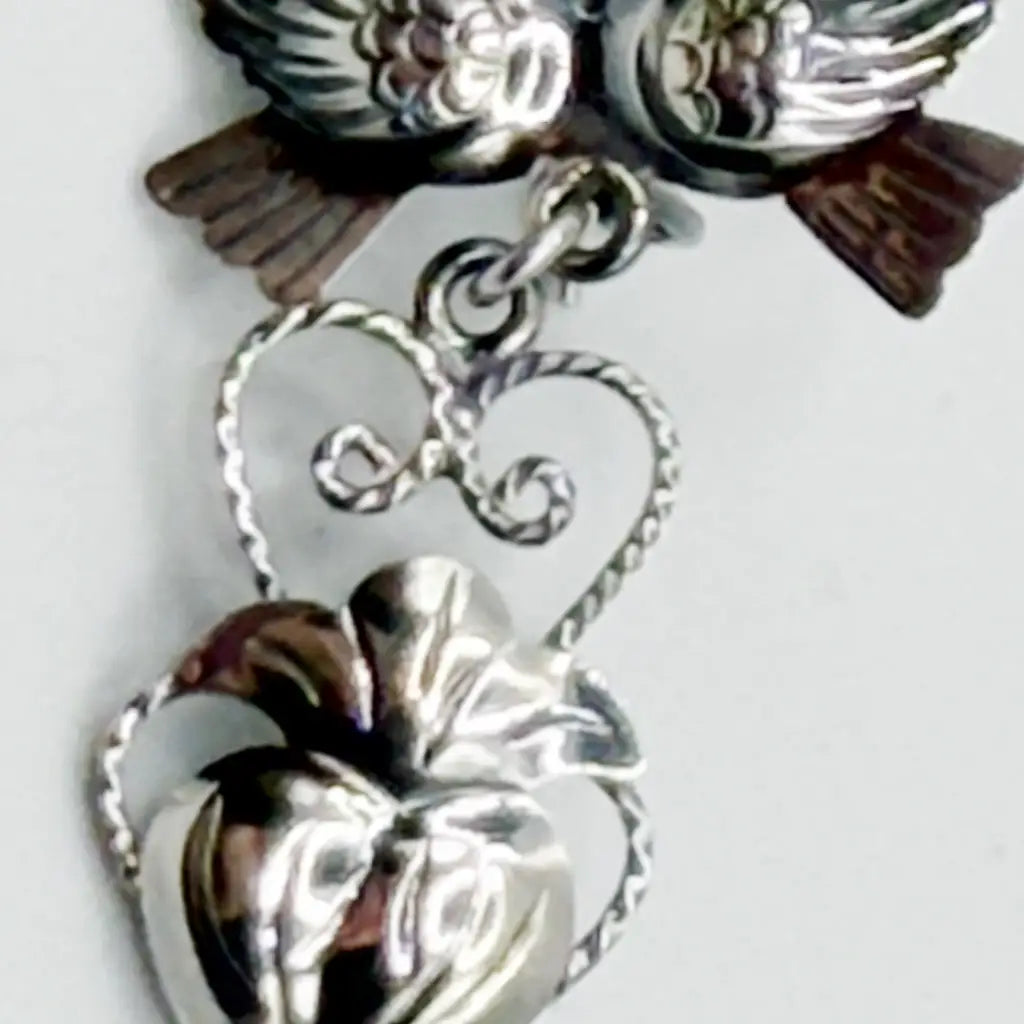 Mexican Mazahua silver dove earrings handmade