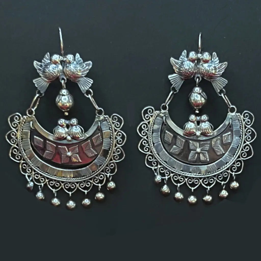 Mexican Mazahua silver dove earrings handmade wedding